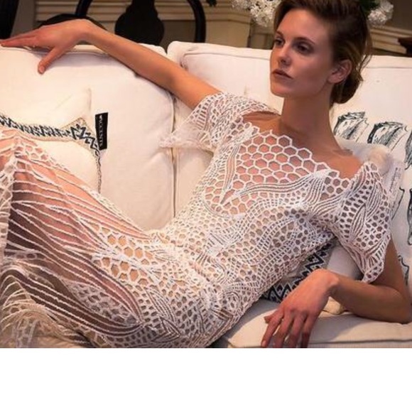 Lucia’sSarto Wedding Dress Sequin Short Sleeve xs - Picture 3 of 16